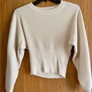 Pink Rose Beige Ribbed Knit Top